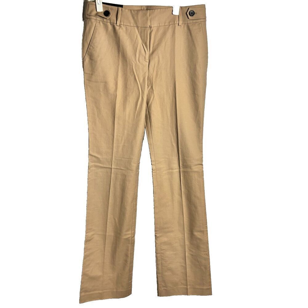 Ann Taylor Devine Flat Front Straight Slim Flare Leg Dress Khaki Pants‎ 10T